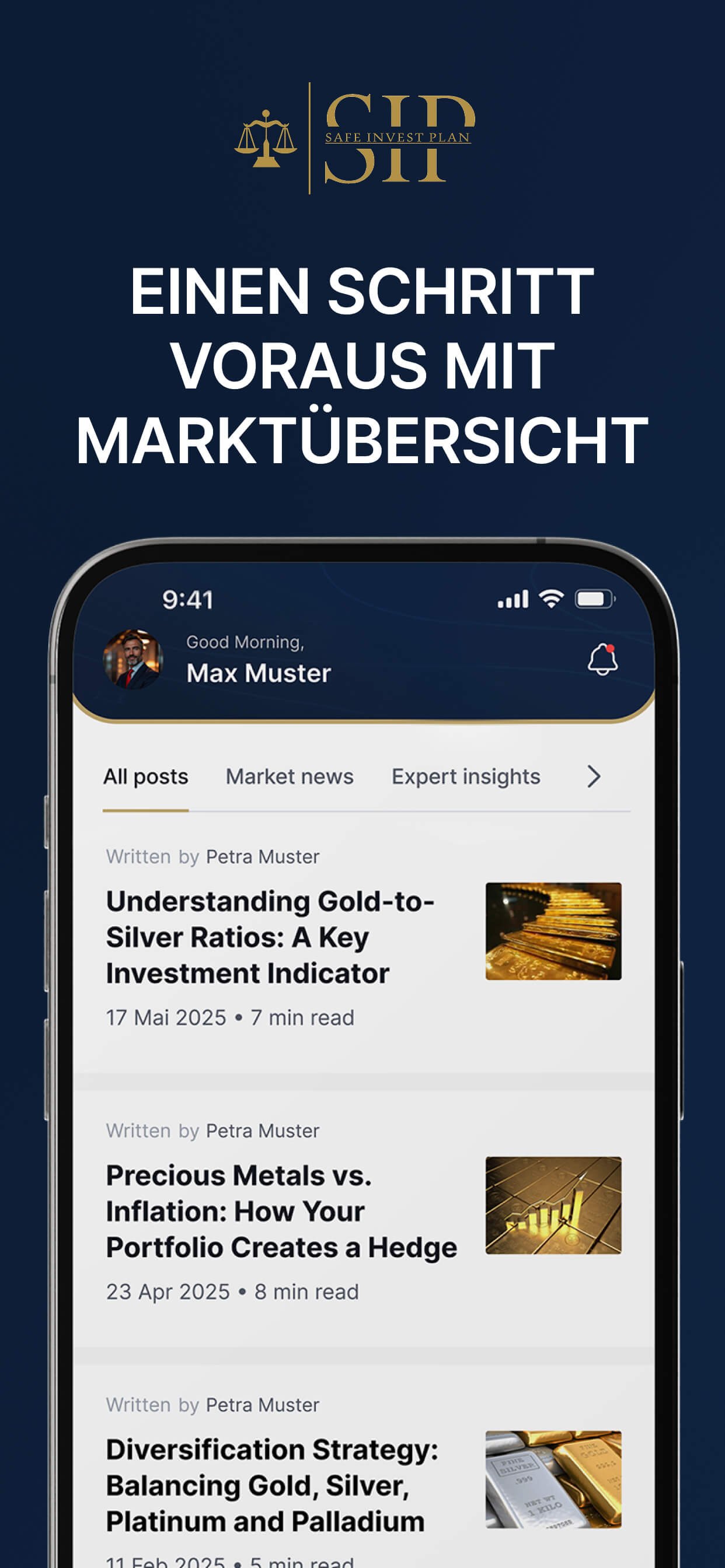 SIP-App-Mockup: Marktübersicht