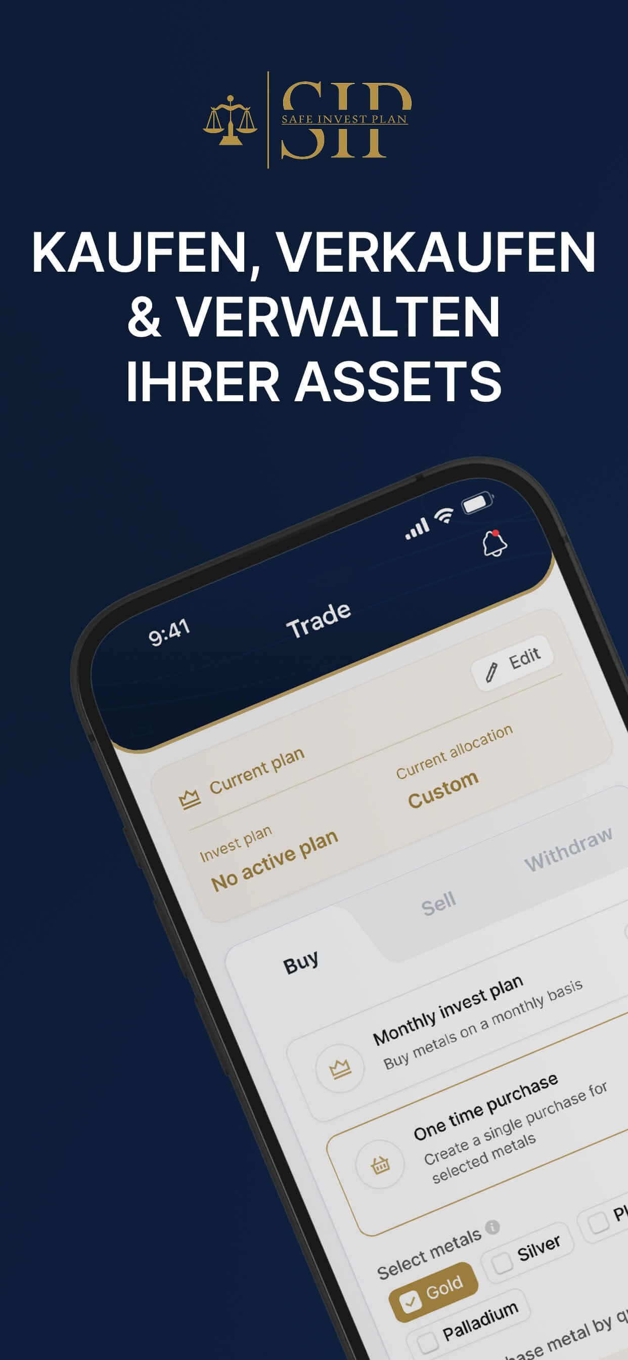 SIP-App-Mockup: Kaufen, verkaufen, verwalten